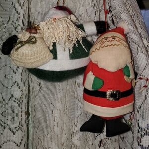 Pair of Soft Stuffed Santa's to Hang on the Tree